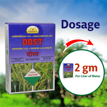 Anshul Dost (Carbendazim 12% + Mancozeb 63%) Fungicide Dosage