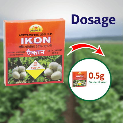 Anshul Ikon (Acetamiprid 20% SP) Insecticide - 100 GM Dosage
