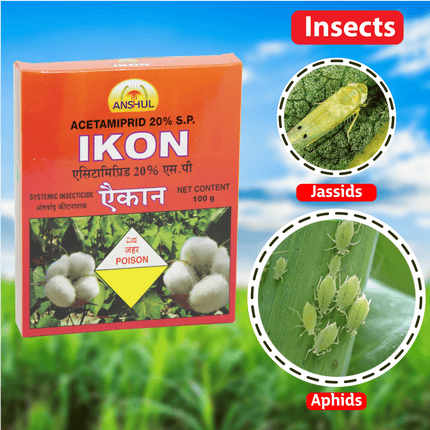 Anshul Ikon (Acetamiprid 20% SP) Insecticide - 100 GM  Insects